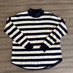 Madewell Ashbury Mockneck Sweater in Kelsey Stripe Size Extra Small Indigo XS
